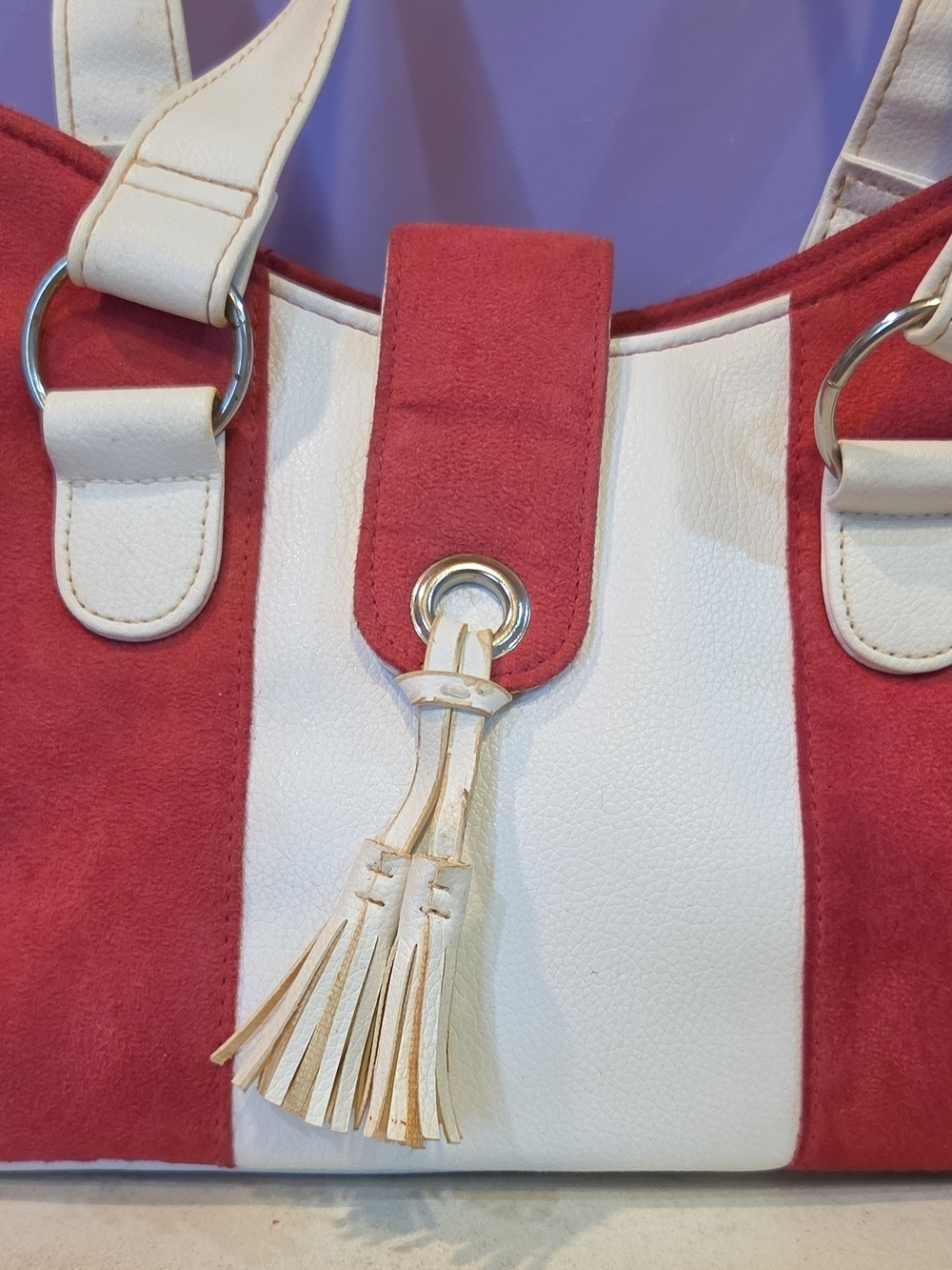 ESTEE LAUDER Classic Two-Tone Red and Cream Women’s Tote Bag